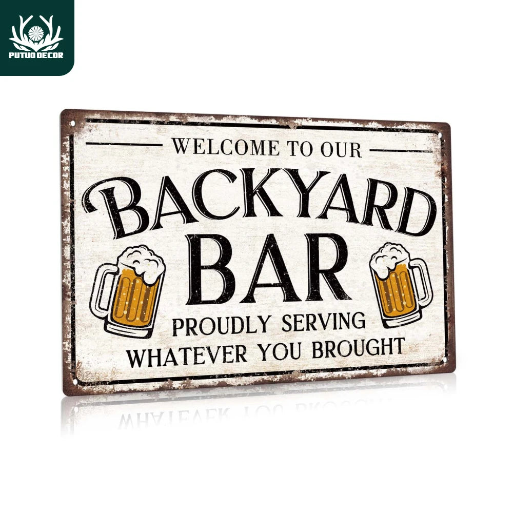 Backyard Bar Metal Art Decor
