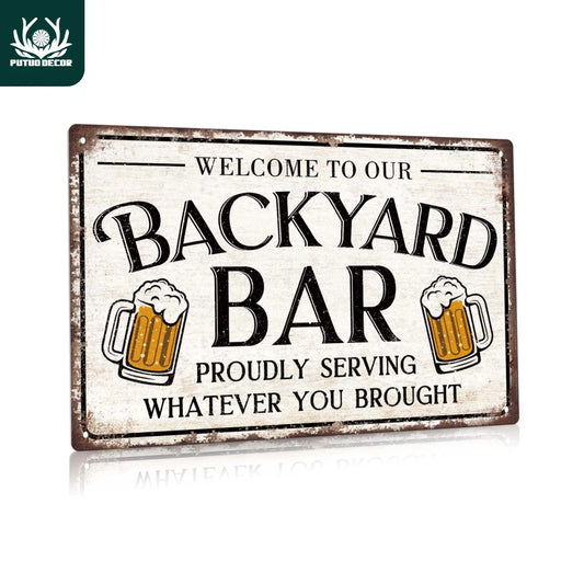 Backyard Bar Metal Art Decor