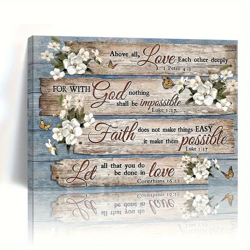 Christian Bible Verses Flower Print Poster