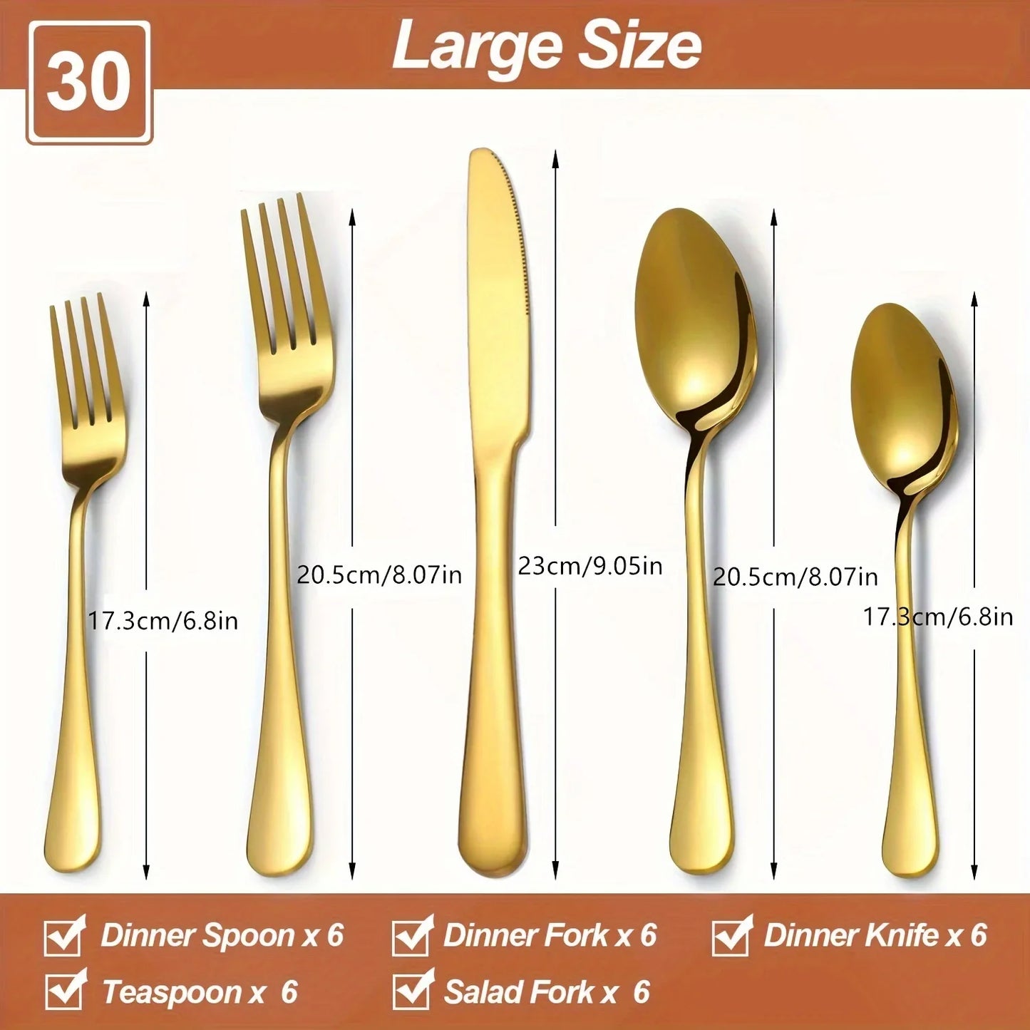 Golden Stainless Steel Flatware Set