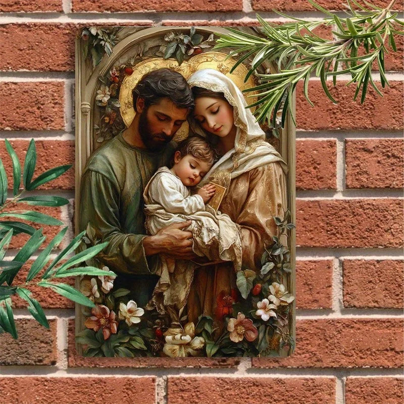 Vintage Holy Family Metal Wall Art