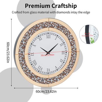 Bling Silver Round Glam Clock