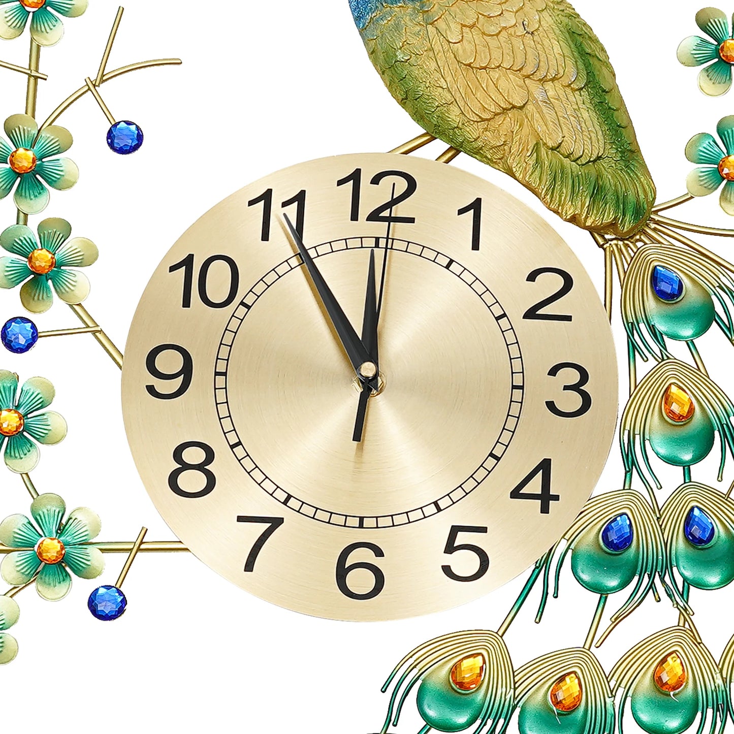 Peacock Wall Clock Metal Art Decor