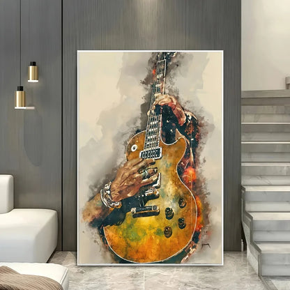 Modern Abstract Vintage Guitar Print