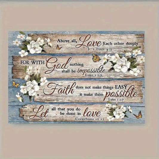Christian Bible Verses Flower Print Poster