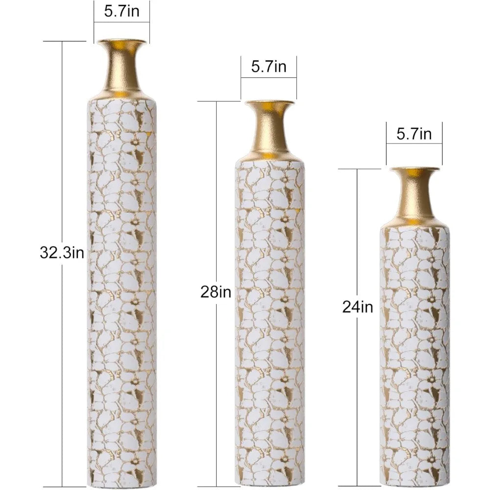 Tall Gold Floor Vases Set